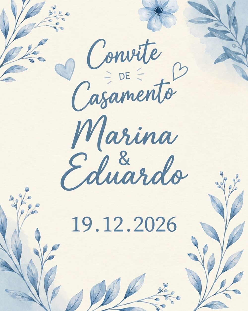 Convite do tema Casamento — Aquarela Azul